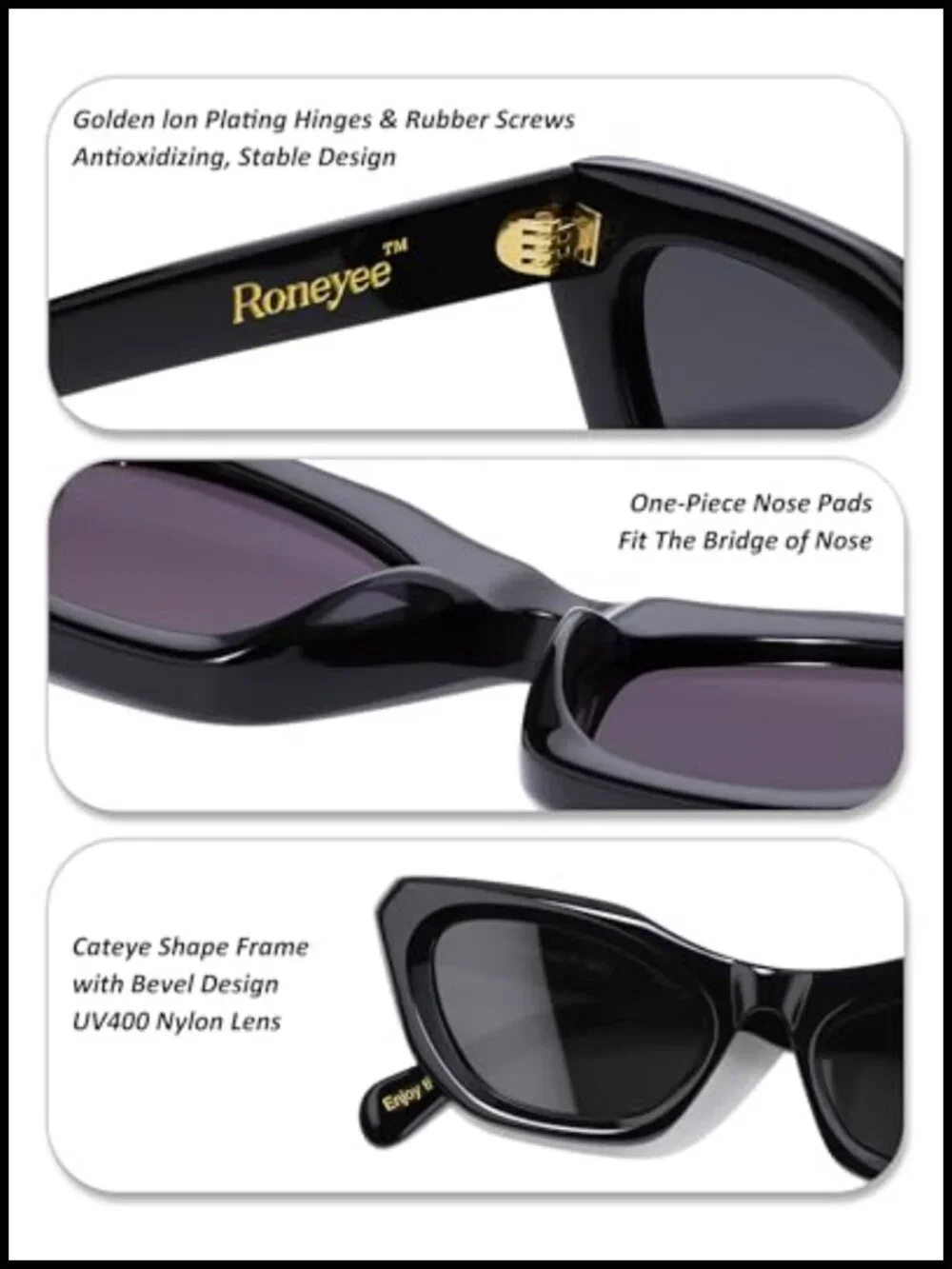 Cat Eye Acetate Sunglasses UV400 Nylon Lens Non-Polarized